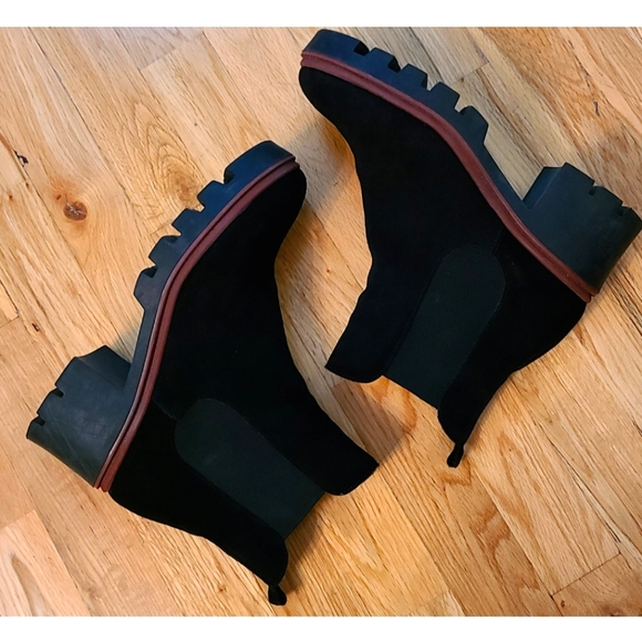 Antonio de Faria Black Suede Leather Chunky Chelsea Boots Size 8 - Picture 7 of 12
